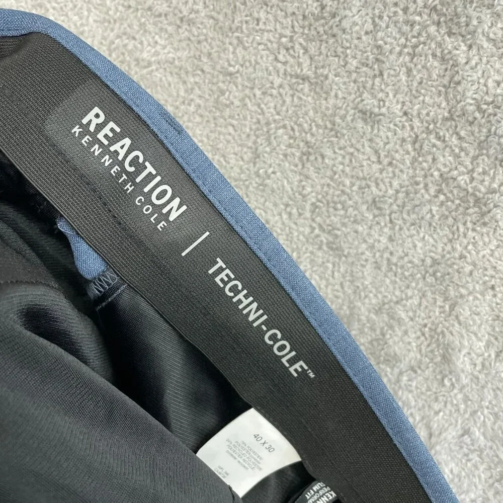NEW Kenneth Cole Reaction Men's 40x30 Super Flex Waistband Dress Pants Blue